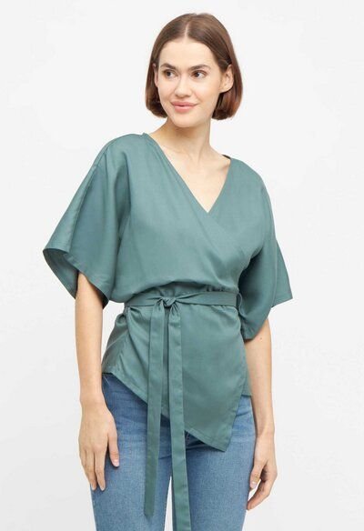 WiDDA berlin türkise Kimonobluse aus Tencel