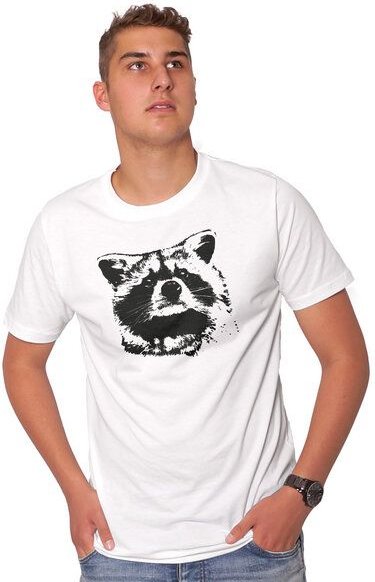 HANDGEDRUCKT "Waschbär" Männer T-Shirt reine Biobaumwolle (kbA)