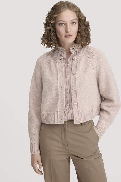 hessnatur Strick Jacke Relaxed Cropped aus Bio-Merinowolle mit Bio-Baumwolle