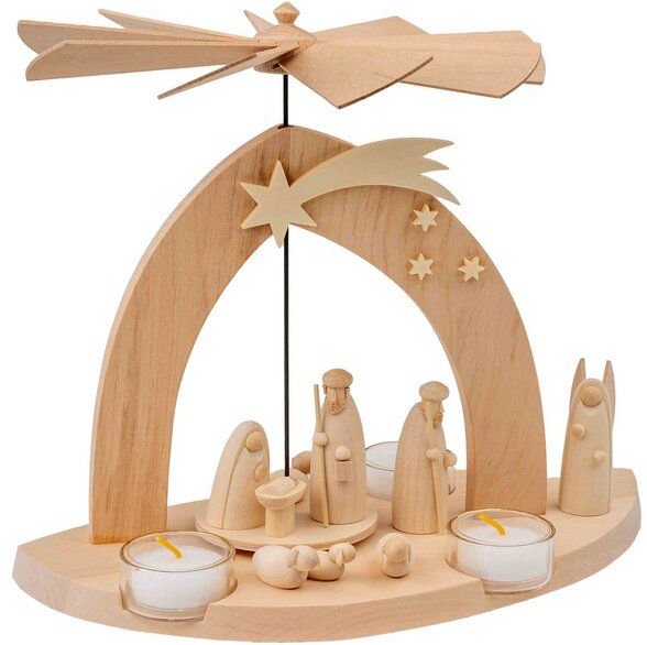 E.Schalling Moderne Pyramide Natur mit Christi Geburt mit Hirte und Engel