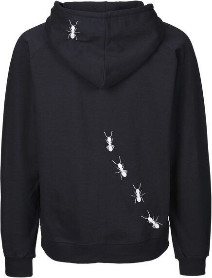 HANDGEDRUCKT "Ameisen" Männer Zip-HOODY aus reiner Biobaumwolle (kbA)