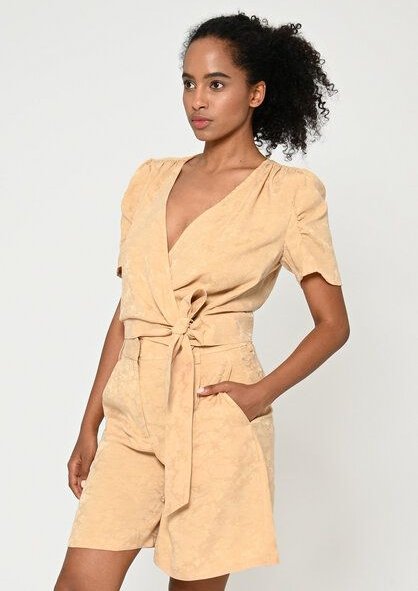 Lovjoi Blouse SILURI Wickelbluse mit Puffärmeln und Schleife