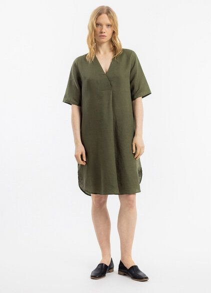 Rotholz Kleid - Kaftan - aus einem Baumwolle/Leinen-Mix