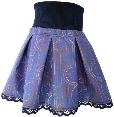 liebewicht Faltenrock Drehrock blau gemustert für Mädchen aus Biobaumwolle