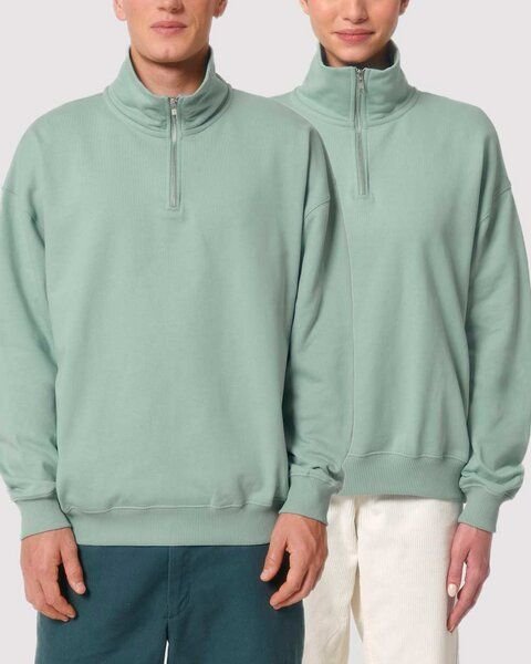 Thumbnail - YTWOO Oversized Sweatshirt mit kurzem Reißverschluss aus reiner Bio-Baumwolle; Unisex Troyer