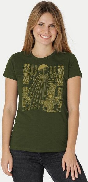 Peaces.bio - handbedruckte Biomode Damen Fit T-Shirt Sonnenscheibe Aton