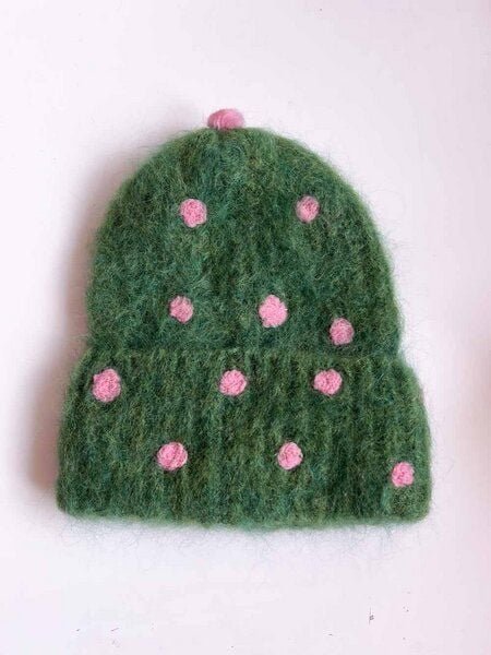 PANAPUFA Gepunktete Mütze aus Mohair und Alpaka