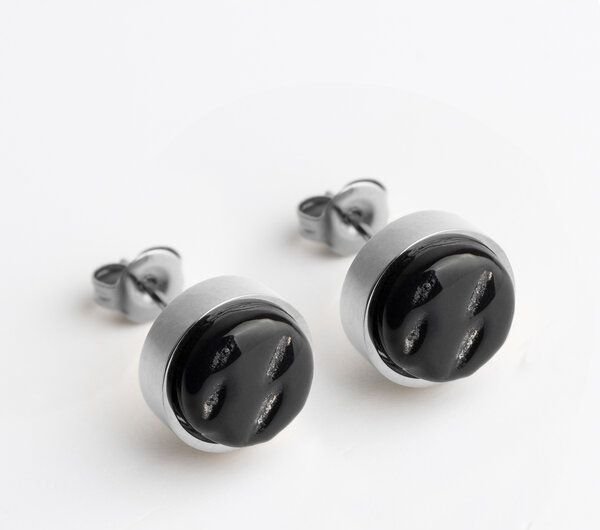 ALEXASCHA Edelstahl Ohrstecker mit Glasstein | Silber