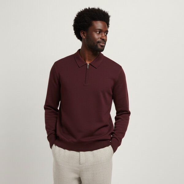 YTWOO Unisex-Sweatshirt mit Zipper und Polokragen