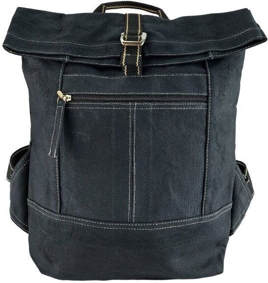 Domelo Rucksack. Dunkelblaue wasserabweisende Unisex Backpack, gewachste Canvas Ranzen