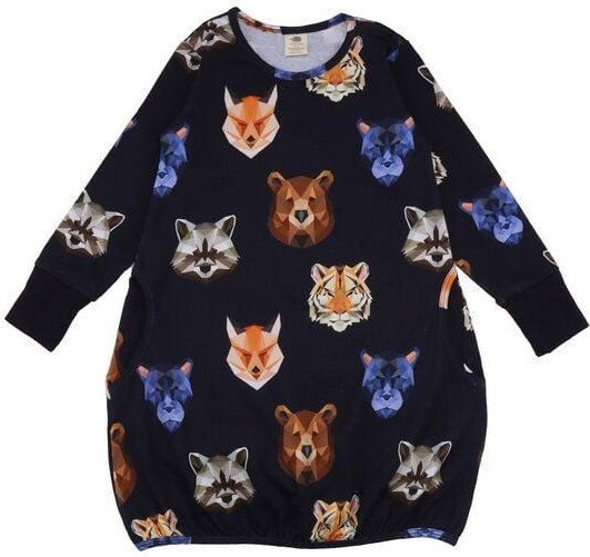 Baby Kleid Dunkelblau „Reflection Animals“ aus GOTS-zertifizierter Bio-Baumwolle – Walkiddy