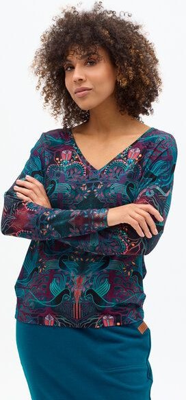 Bluse Saja Longsleeve – Viskose farbenfroher KOKOworld Print weiter Schnitt V-Ausschnitt – perfekt für Yoga – Fair produ...