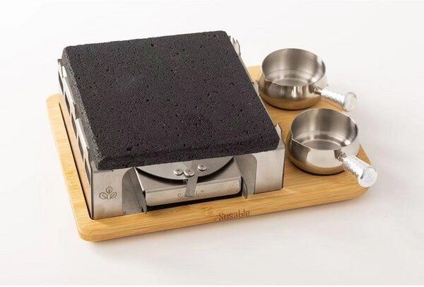 Susable "PFAS-Frei" Raclette Mini Grill Set mit Lava Stein - Lange Hitzebeständigkeit / Temperaturregelung / inkl. 2 Soß...