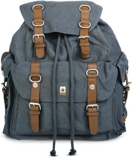 PURE HF-0016 Großer Hanf-Rucksack mit 3 Außenfächern