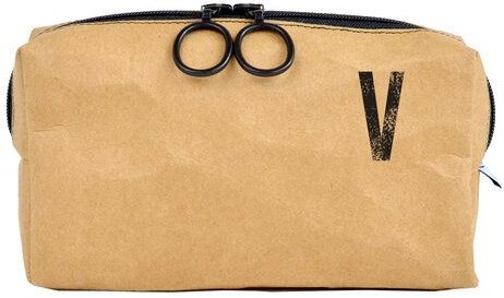 renna deluxe Waschtasche und Kosmetiktasche mit Monogramm, vegan, BRAUN