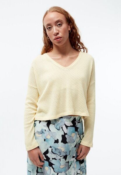 Givn Berlin Strickpullover GBLILLE cropped aus Bio-Baumwolle im Jacquard Muster - Creamy Yellow (Jacquard)