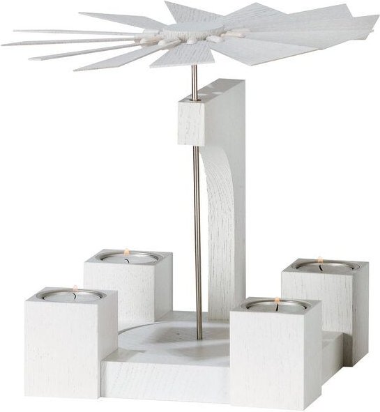 KWO Olbernhau Moderne Pyramide Eiche weiss aus dem Erzgebirge für Teelichter