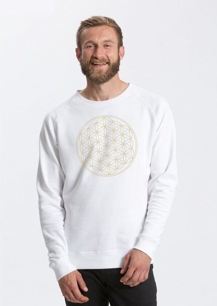 Peaces.bio - handbedruckte Biomode Bio Herren Sweatshirt Die Blume des Lebens