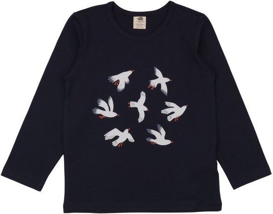 Mädchen Langarmshirt Bio-Baumwolle „Navy“ blau, weiches Jerseyshirt von Walkiddy für Schulkinder, vielseitiges Basic Obe...