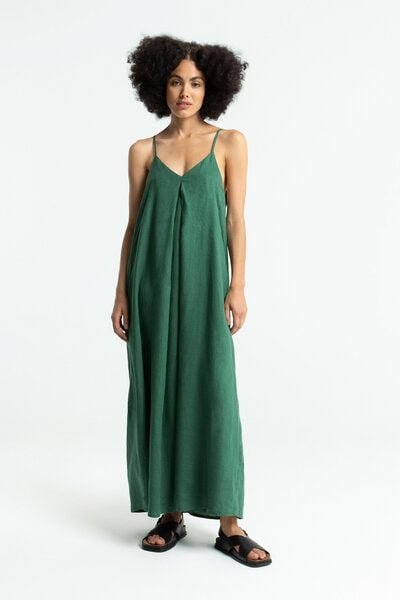 Kings Of Indigo Kleid AUBREY, Bistro Green, 100% Leinen