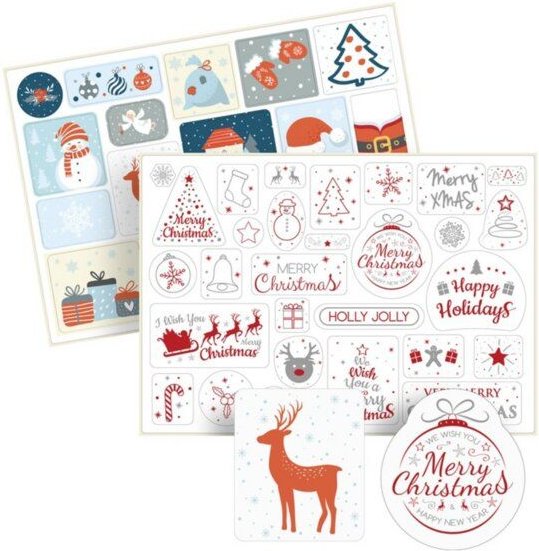 Fines Papeterie 50 Aufkleber WEIHNACHTEN * Sticker auf 2 Bögen * unterschiedliche Motive