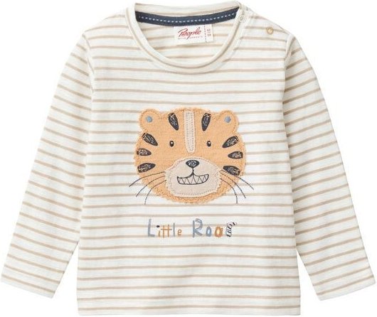 People Wear Organic Langarm Shirt, beige geringelt, "Tiger", Bio-Baumwolle