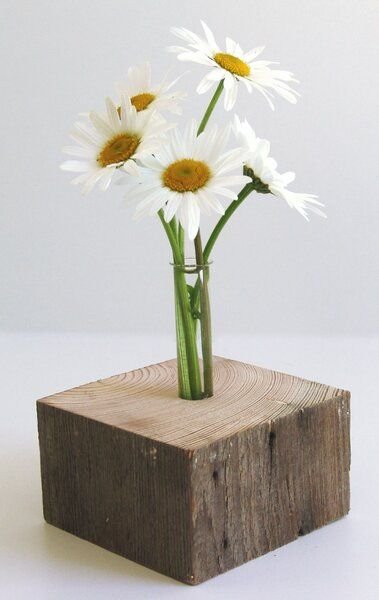 Die Schreiner Christoph Siegel Einzigartige, dekorative Holzvase - Natur-Pur- eckig