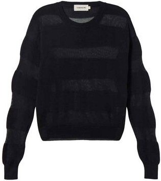 thinking mu Be Lyocell-Pullover mit transparenten Streifen