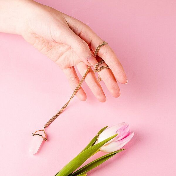 Rosenquarzpendel Halskette von Crystal and Sage