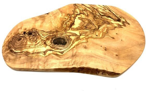 Olivenholz erleben Schneidebrett aus Olivenholz mit rustikalem Rand