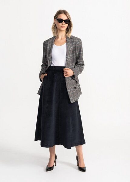 De IONESCU Langer Cordrock mit Kontrastnähten