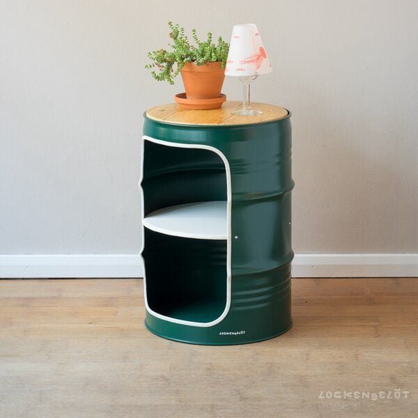 Lockengelöt Nachttisch/Couchtisch aus einem kleinen Ölfass