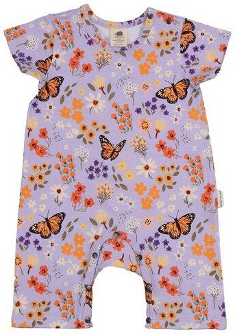 Baby Kurzarm-Body GOTS-zertifiziert aus Bio-Baumwolle mit Blumen-und-Schmetterlings-Muster – Walkiddy