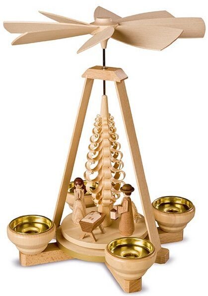 Müller Seiffen schlichte kleine Pyramide für 4 Teelichter Erzgebirge