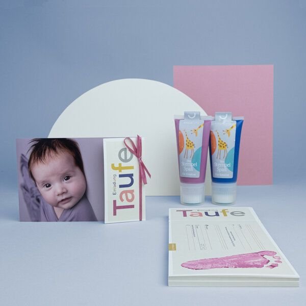 KINDACUTE 20x DIY Taufeinladung | hochwertiges DIY-Set zum selber fertig basteln