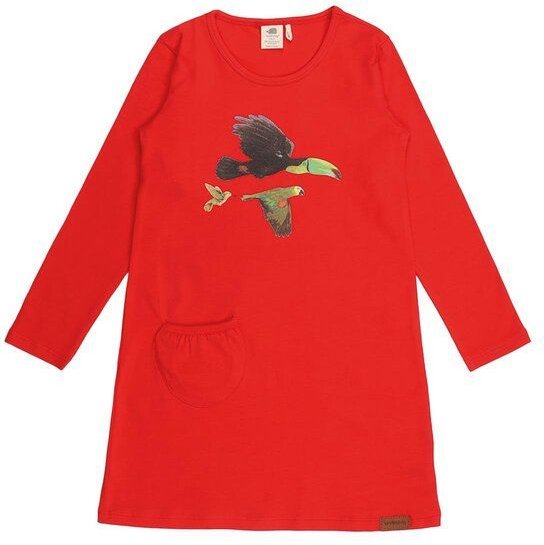 Baby Langarmkleid Bio-Baumwolle Birds of the Rainforest Rot Walkiddy, GOTS-zertifiziert, vegan, weiche Jersey Tunika für...