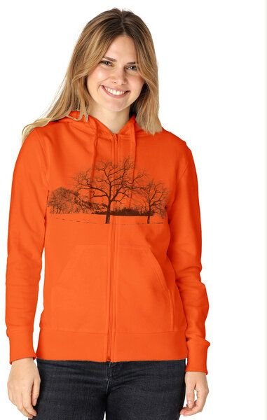Peaces.bio - handbedruckte Biomode Zip-Hoodie Landscape Damen