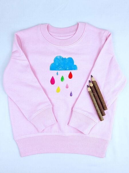 Meladi Kinder Sweater aus Biobaumwolle - Regenwolke auf Pink