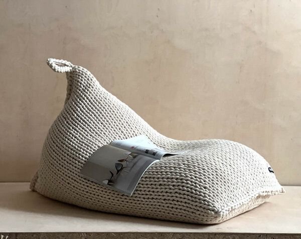 PANAPUFA Riesiger Chunky-Strick Sessel Bean Bag XXL Strick-Sitzsack Handgestrickter
