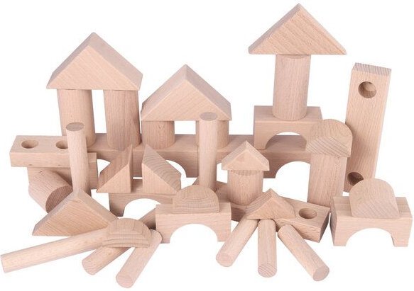 Beck Holzspielzeug Ergänzungs-Bausteine aus Holz, bunt gebeizt oder natur