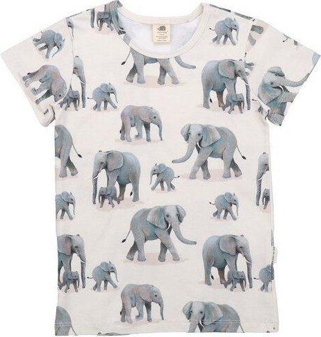 Kinder T-Shirt GOTS-zertifiziert aus Bio-Baumwolle, weiß mit Elefantenprint, kurzarm – Walkiddy, weich, hautfreundlich &...