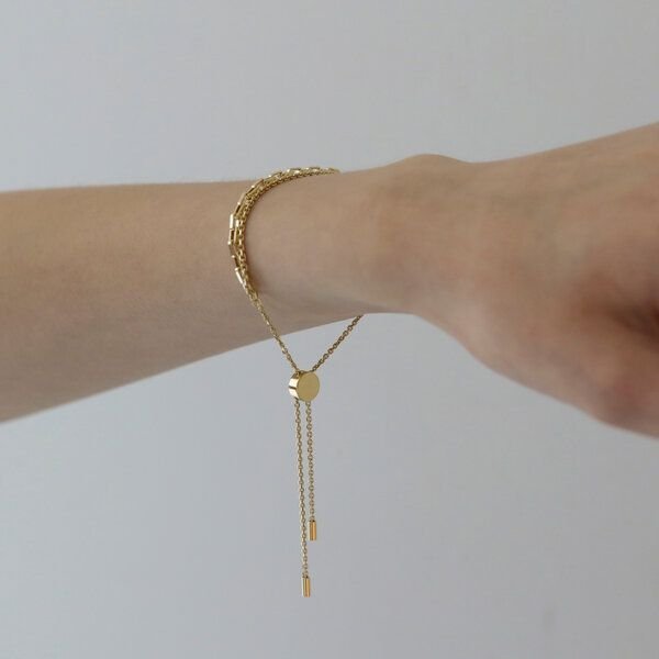 BELLYBIRD Jewellery Armband - Doppelkette mit Pushbutton aus Silber/ Silber vergoldet