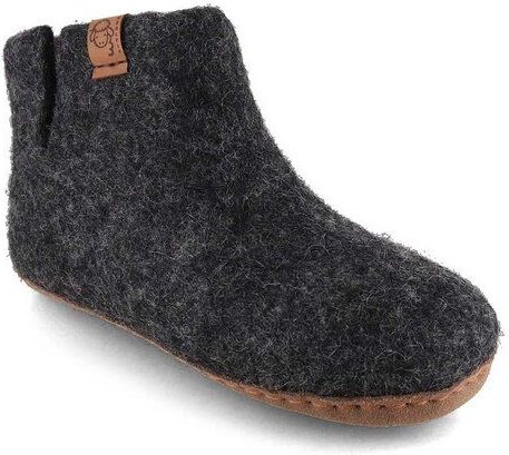 WoolFit Yeti Kids Hüttenschuhe aus 100% Wolle mit Ledersohle