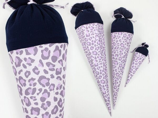 fuxandfriends Zuckertüte zur Einschulung, Baumwolle (bio), 85 cm, 70 cm und 35 cm, Schultüte, Geschwisterzuckertüte, Ges...