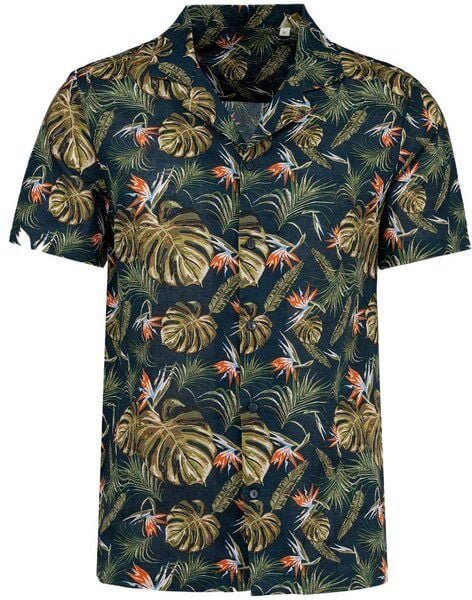 YTWOO Herren Hawaii Hemd | Bio -Baumwolle-Leinen-Mix | Aloha Shirt | Kurzarm Hemd