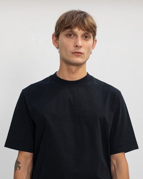 Rotholz Basic T-Shirt mit breitem Kragen Bio Baumwolle