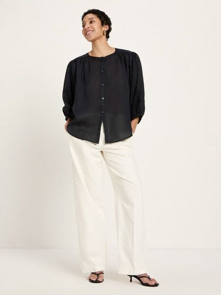 LANIUS Bluse mit Kräuseln aus Ramie