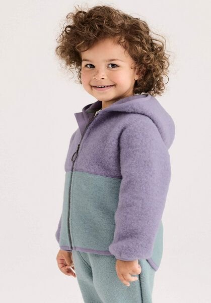 hessnatur Wollfleece Jacke Colourblock aus reiner Bio-Merinowolle