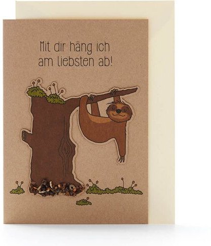 Die Stadtgärtner Schöne A6-Karte für viele Anlässe mit Faultier-Motiv und Blumensamen