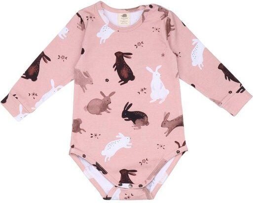 Langarmbody Baby Bio-Baumwolle Hasen rosa GOTS zertifiziert weicher Wickelbody von Walkiddy hautfreundlich vegan nachhal...